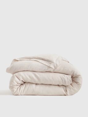 Quince European Linen Double Flange Duvet Cover Full Queen Sand 119